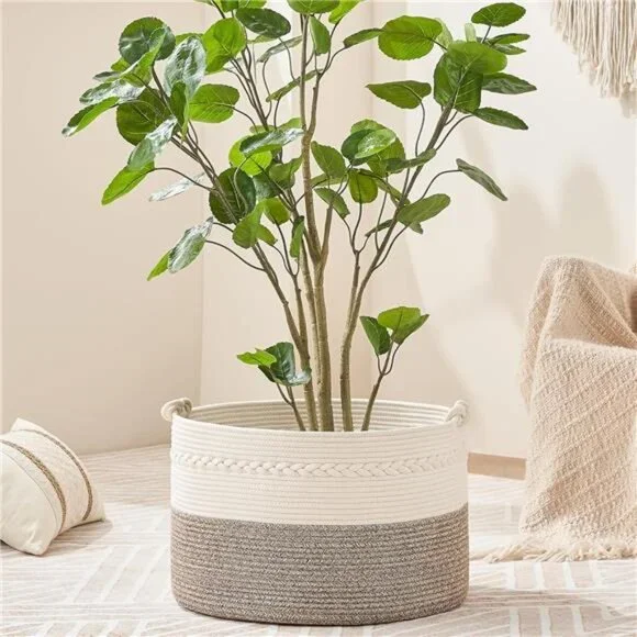 Large Blanket Basket (20"x13"),Woven Baskets for storage Baby Laundry Hamper - Picture 6 of 7